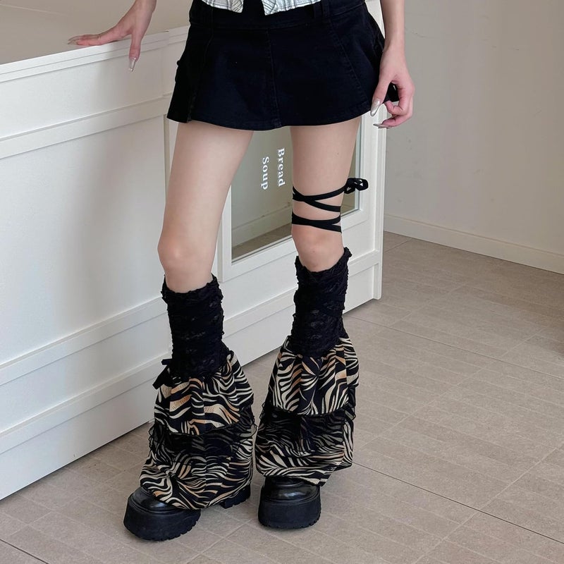 SherryDC Girl's Y2k Kawaii Leg Warmers Cute Lace Harajuku Leg Sleeves Gothic Lolita Long Slouch Socks for Women - Image 2